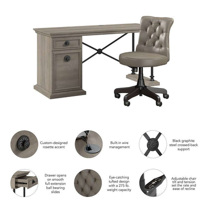Bush Furniture - Coliseum 60W Designer Desk Set with Office Chair in Driftwood Gray - CSM014DG veiw 3