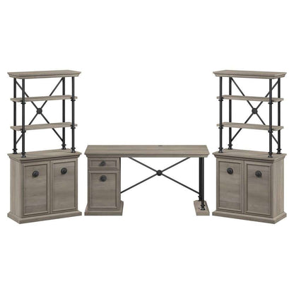 Bush Furniture - Coliseum 60W Designer Desk with (Set of 2) Bookcases with Doors in Driftwood Gray - CSM004DG veiw 1