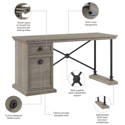 Bush Furniture - Coliseum 60W Designer Desk with Storage in Driftwood Gray - CSD160DG-03 veiw 4