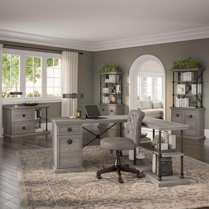 Bush Furniture - Coliseum 64W Designer L Shaped Desk with Storage in Driftwood Gray - CSD164DG-03K veiw 3