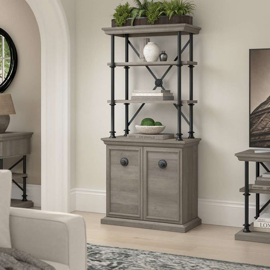 Bush Furniture - Coliseum Designer Bookcase with Doors in Driftwood Gray - CSB169DG-03 veiw 2