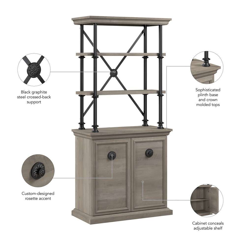 Bush Furniture - Coliseum Designer Bookcase with Doors in Driftwood Gray - CSB169DG-03 veiw 4