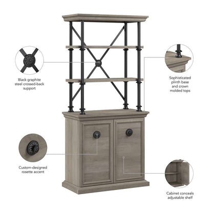 Bush Furniture - Coliseum Designer Bookcase with Doors in Driftwood Gray - CSB169DG-03 veiw 4