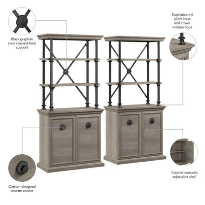 Bush Furniture - Coliseum Designer Bookcase with Doors (Set of 2) in Driftwood Gray - CSM005DG veiw 3