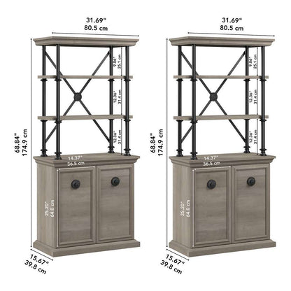 Bush Furniture - Coliseum Designer Bookcase with Doors (Set of 2) in Driftwood Gray - CSM005DG veiw 6
