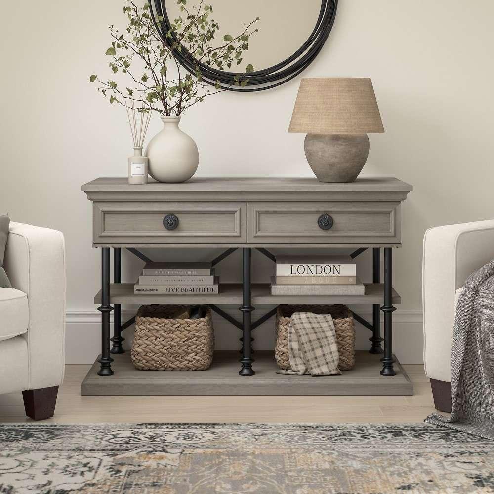 Bush Furniture - Coliseum Designer Console Table in Driftwood Gray - CST148DG-03 veiw 2
