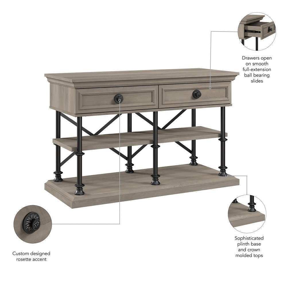Bush Furniture - Coliseum Designer Console Table in Driftwood Gray - CST148DG-03 veiw 4