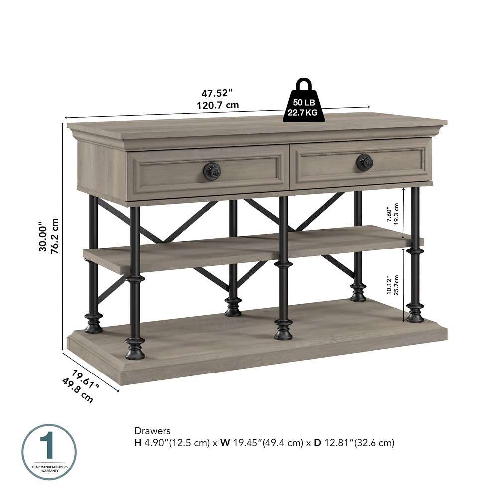 Bush Furniture - Coliseum Designer Console Table in Driftwood Gray - CST148DG-03 veiw 6
