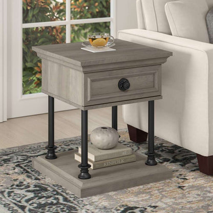 Bush Furniture - Coliseum Designer End Table with Storage in Driftwood Gray - CST120DG-03 veiw 2