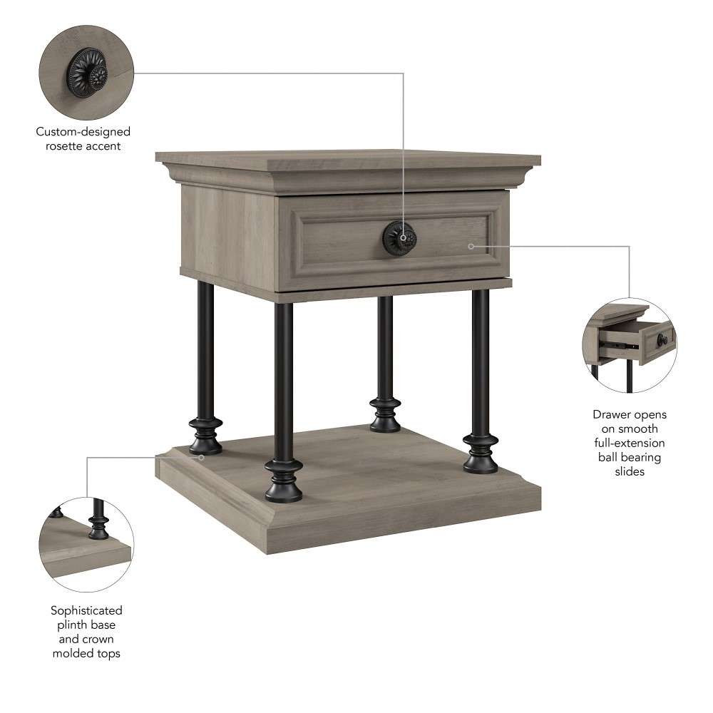 Bush Furniture - Coliseum Designer End Table with Storage in Driftwood Gray - CST120DG-03 veiw 4