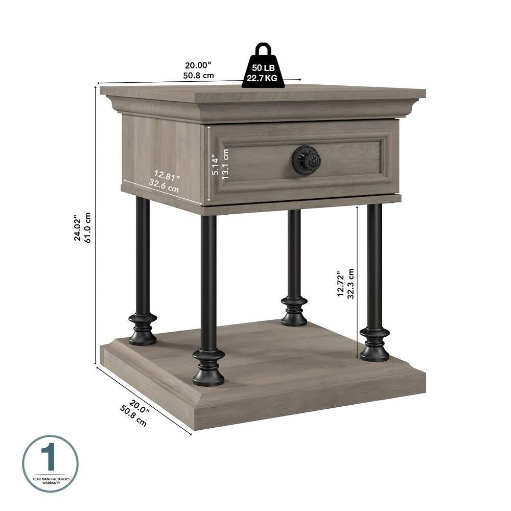 Bush Furniture - Coliseum Designer End Table with Storage in Driftwood Gray - CST120DG-03 veiw 6