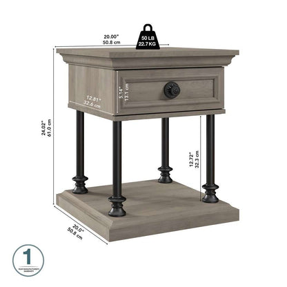 Bush Furniture - Coliseum Designer End Table with Storage in Driftwood Gray - CST120DG-03 veiw 6