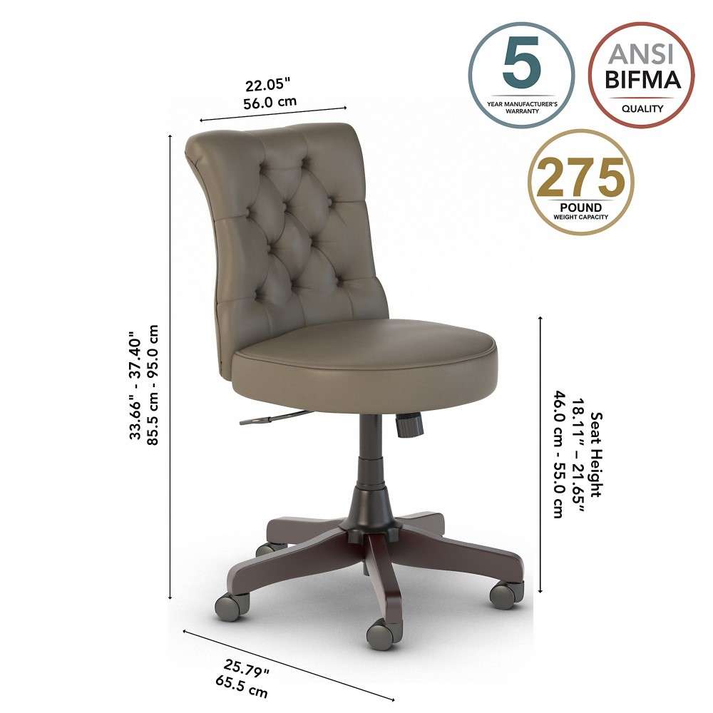 Bush Furniture - Coliseum Mid Back Tufted Office Chair in Driftwood Gray - CSMCH2301WGL-Z veiw 5