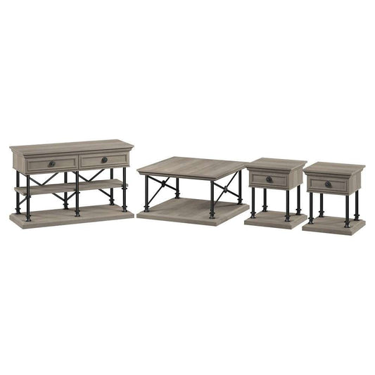 Bush Furniture - Coliseum Square Coffee Table, Console Table, and Two End Tables in Driftwood Gray - CSM007DG veiw 1