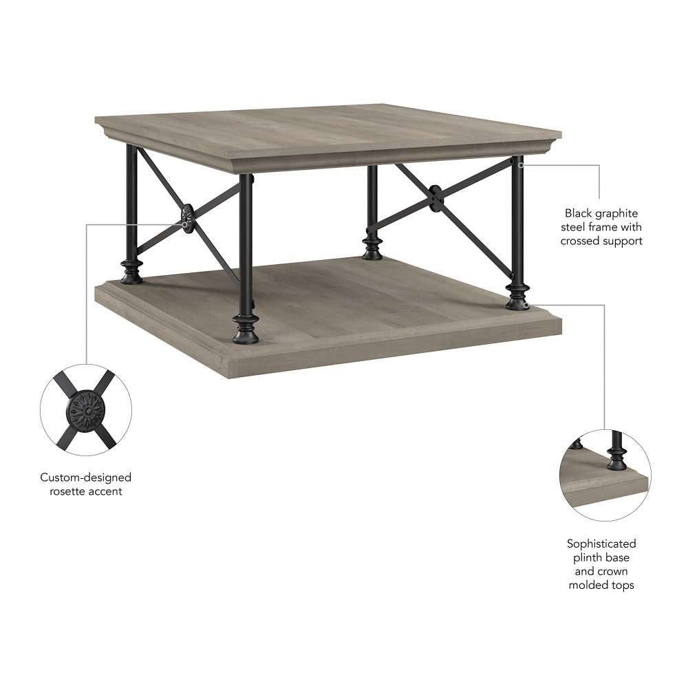 Bush Furniture - Coliseum Square Coffee Table in Driftwood Gray - CST136DG-03 veiw 4