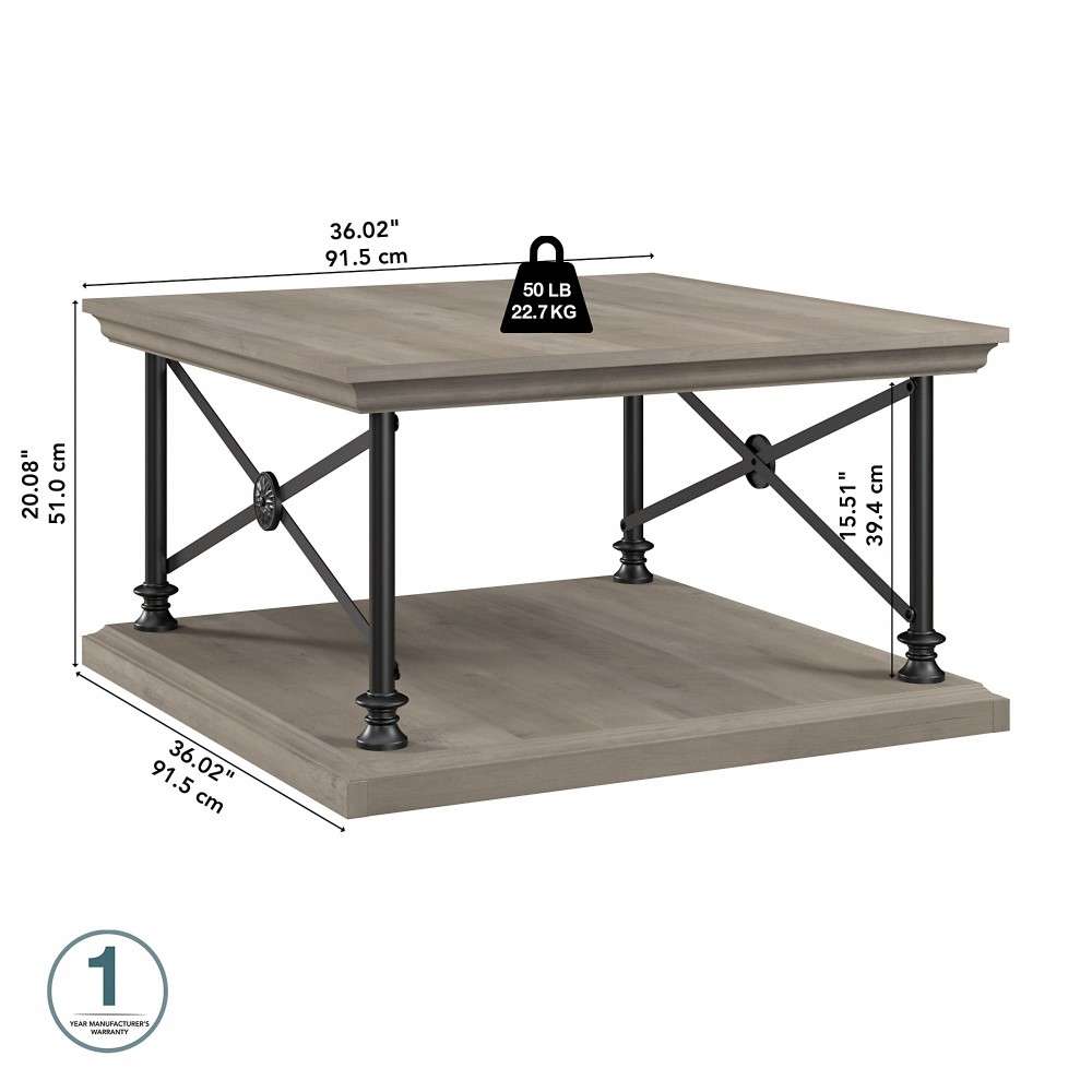 Bush Furniture - Coliseum Square Coffee Table in Driftwood Gray - CST136DG-03 veiw 6