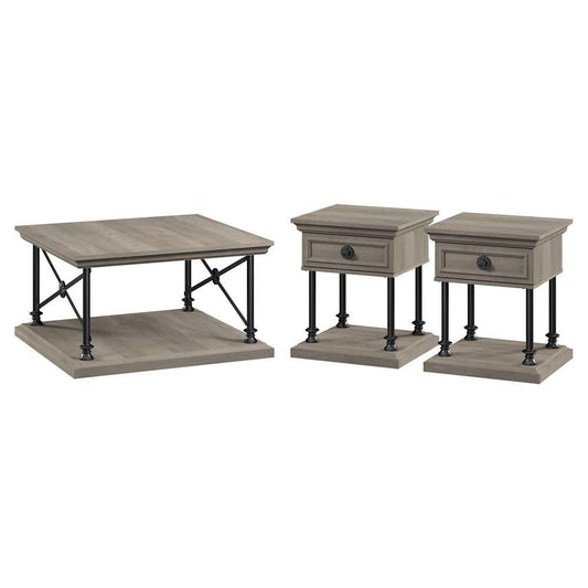 Bush Furniture - Coliseum Square Coffee Table with Designer End Tables Driftwood Gray - CSM006DG veiw 1