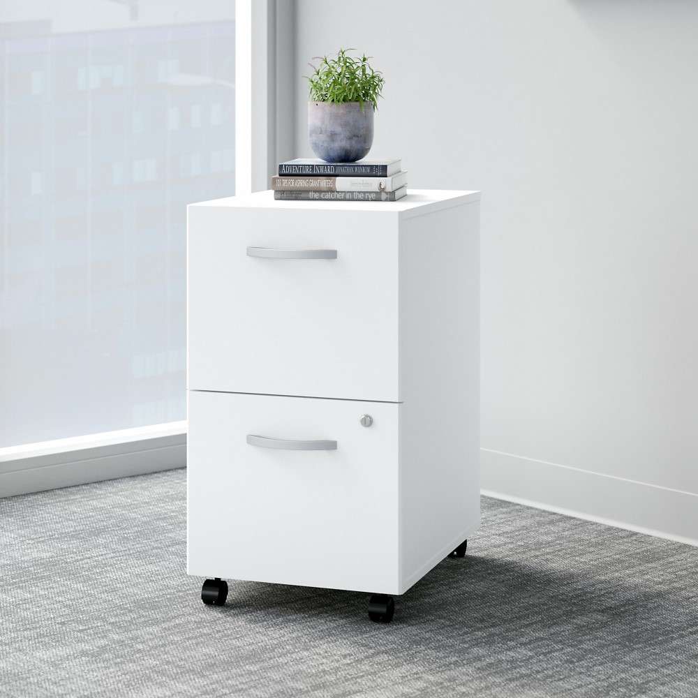 Bush Furniture - Easy Office 2 Drawer Mobile File Cabinet in Pure White - Assembled - EO108WHSU veiw 2