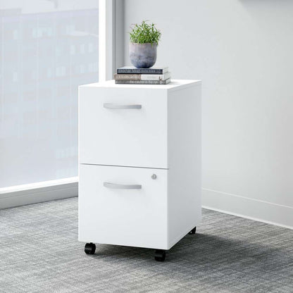 Bush Furniture - Easy Office 2 Drawer Mobile File Cabinet in Pure White - Assembled - EO108WHSU veiw 2