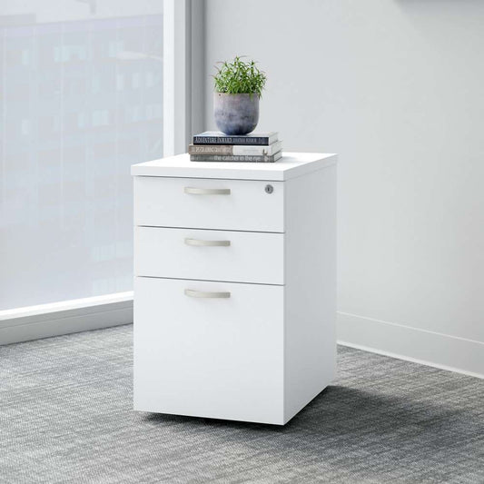 Bush Furniture - Easy Office 3 Drawer Mobile File Cabinet in Pure White - EOF116WH-03 veiw 2