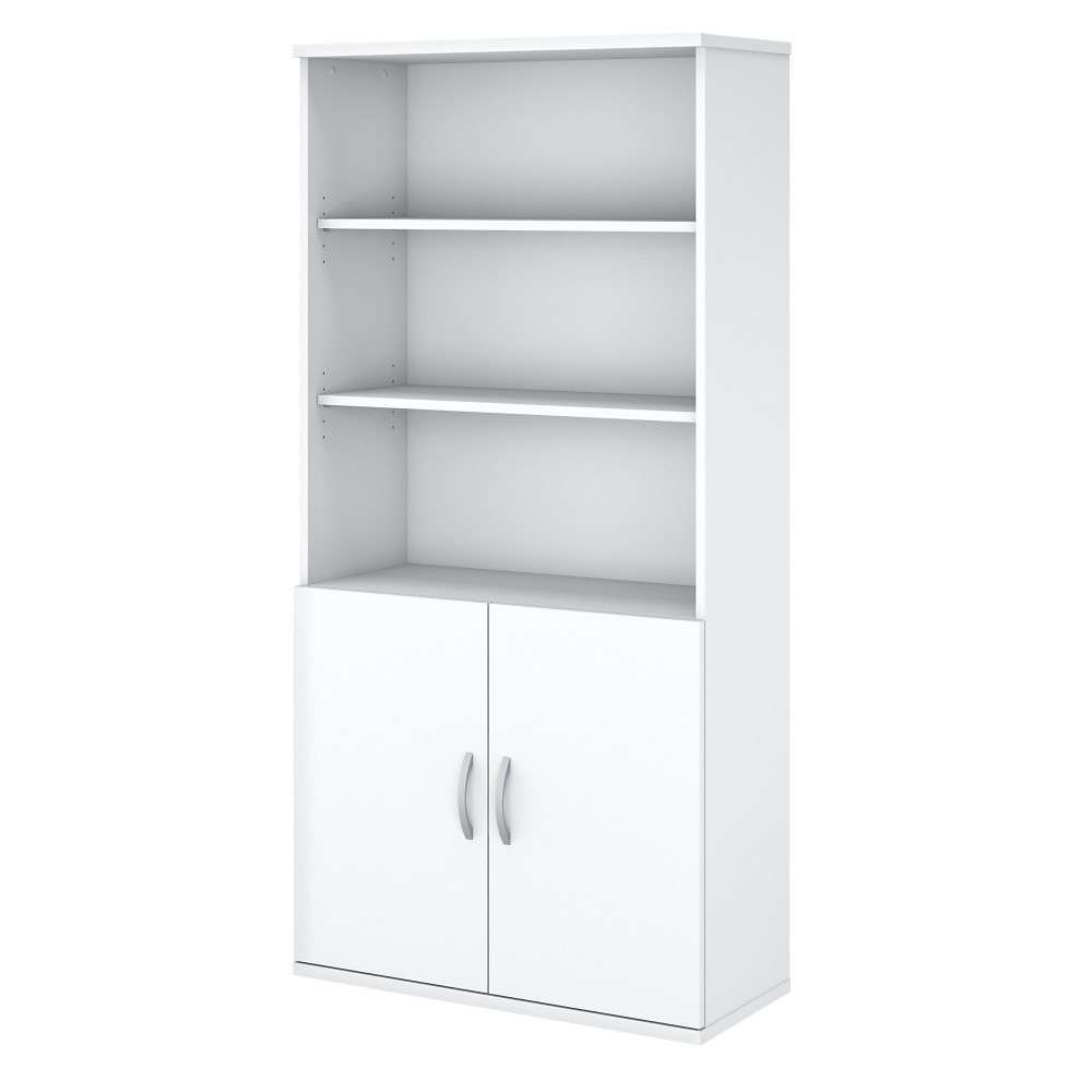 Bush Furniture - Easy Office 5 Shelf Bookcase with Doors in Pure White - EO106WH veiw 1