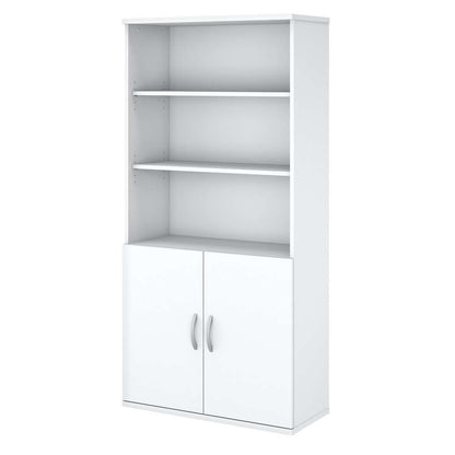 Bush Furniture - Easy Office 5 Shelf Bookcase with Doors in Pure White - EO106WH veiw 1