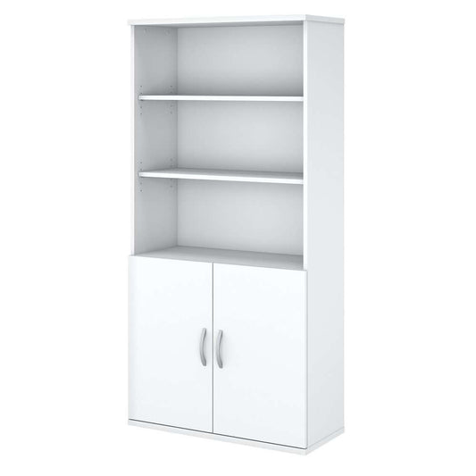Bush Furniture - Easy Office 5 Shelf Bookcase with Doors in Pure White - EO106WH veiw 1