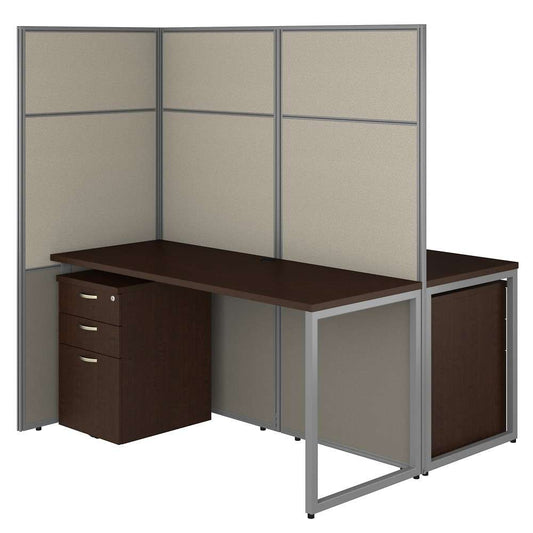 Bush Furniture - Easy Office 60W 2 Person Cubicle Desk with File Cabinets and 66H Panels in Mocha Cherry - EODH46SMR-03K veiw 1