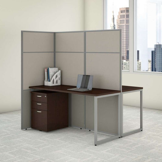 Bush Furniture - Easy Office 60W 2 Person Cubicle Desk with File Cabinets and 66H Panels in Mocha Cherry - EODH46SMR-03K veiw 2
