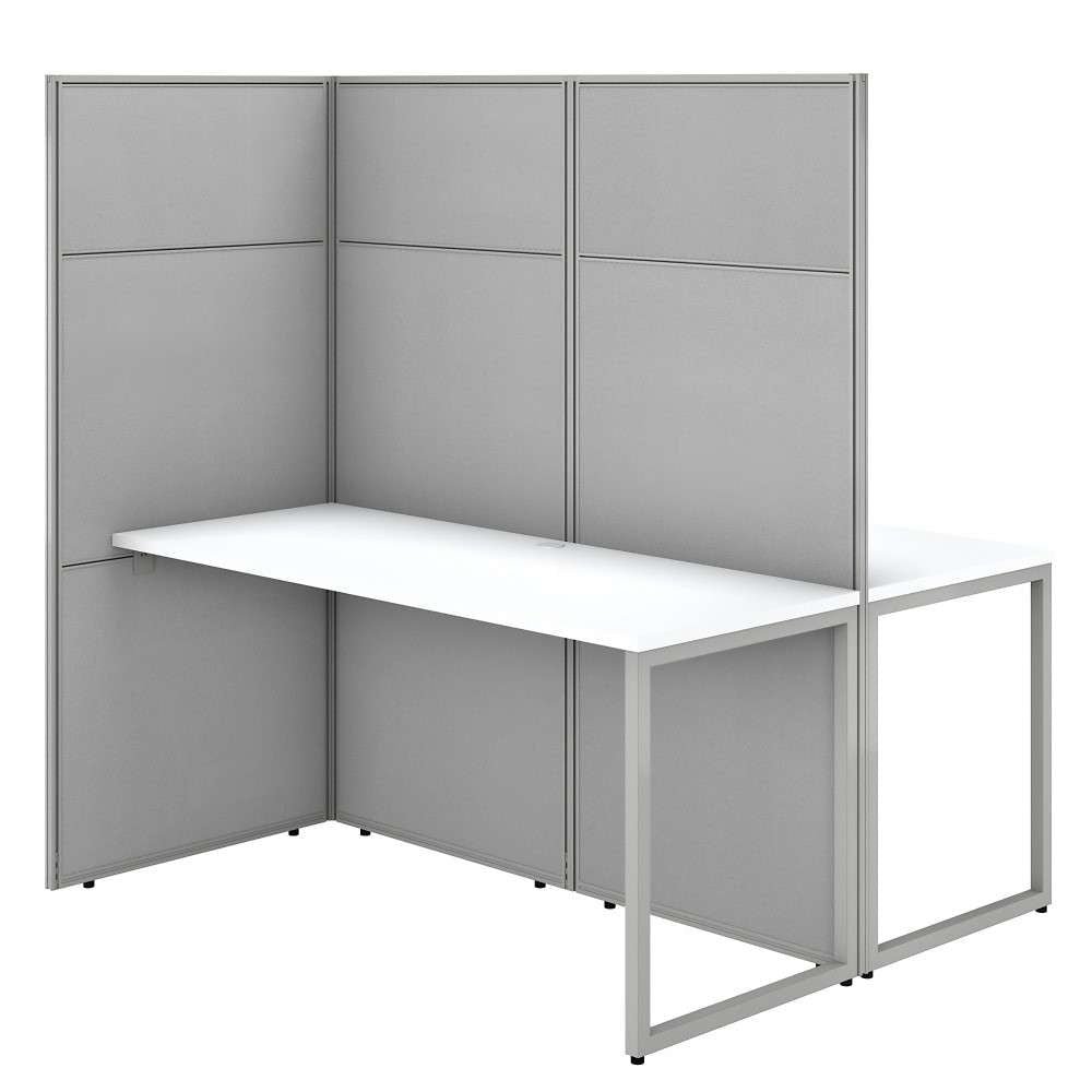 Bush Furniture - Easy Office 60W 2 Person Cubicle Desk Workstation with 66H Panels in Pure White - EODH460WH-03K veiw 1