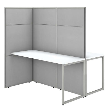 Bush Furniture - Easy Office 60W 2 Person Cubicle Desk Workstation with 66H Panels in Pure White - EODH460WH-03K veiw 1
