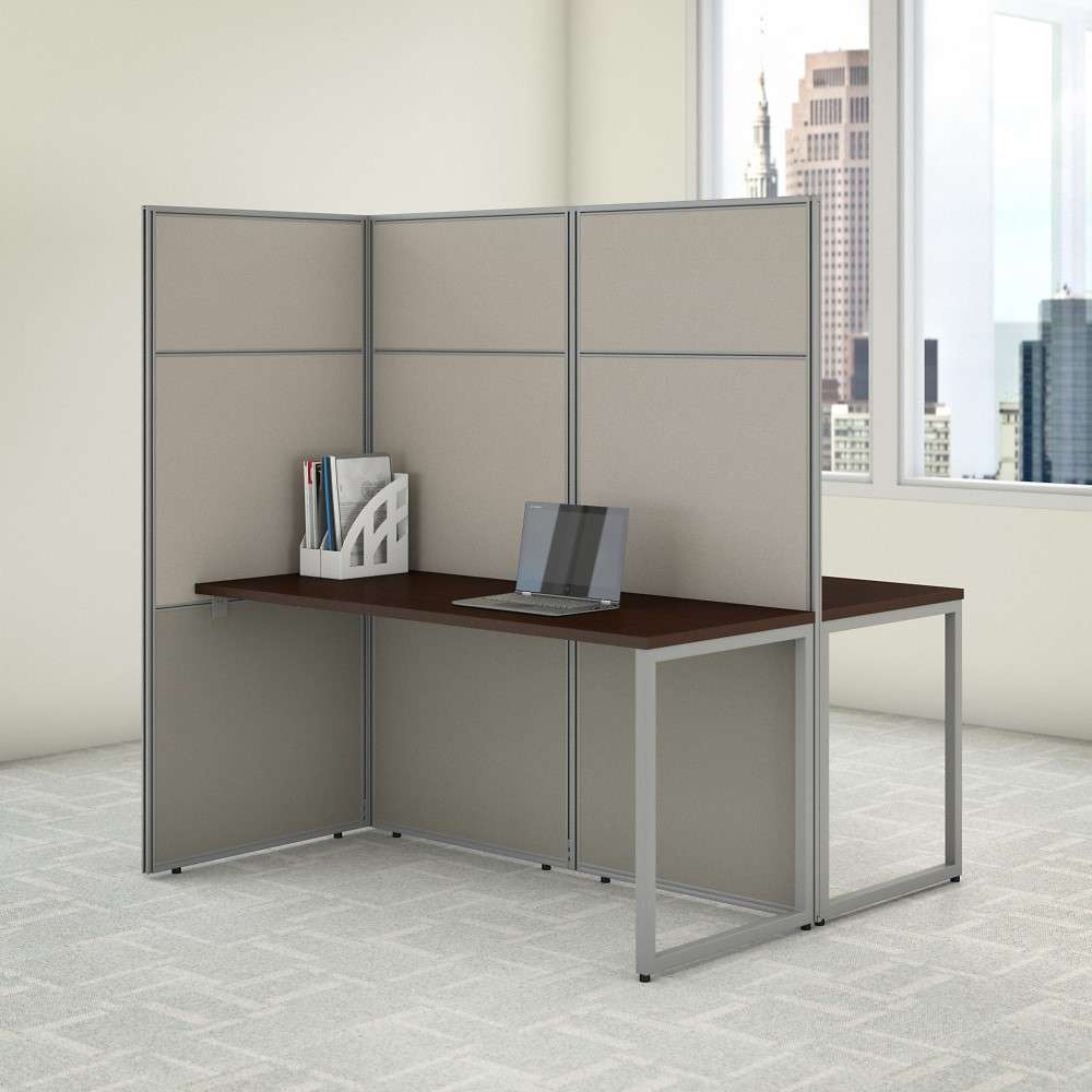 Bush Furniture - Easy Office 60W 2 Person Cubicle Desk Workstation with 66H Panels in Mocha Cherry - EODH460MR-03K veiw 2