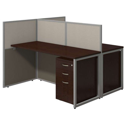 Bush Furniture - Easy Office 60W 2 Person Cubicle Desk with File Cabinets and 45H Panels in Mocha Cherry - EOD460SMR-03K veiw 1