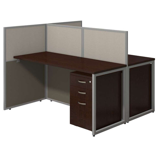 Bush Furniture - Easy Office 60W 2 Person Cubicle Desk with File Cabinets and 45H Panels in Mocha Cherry - EOD460SMR-03K veiw 1