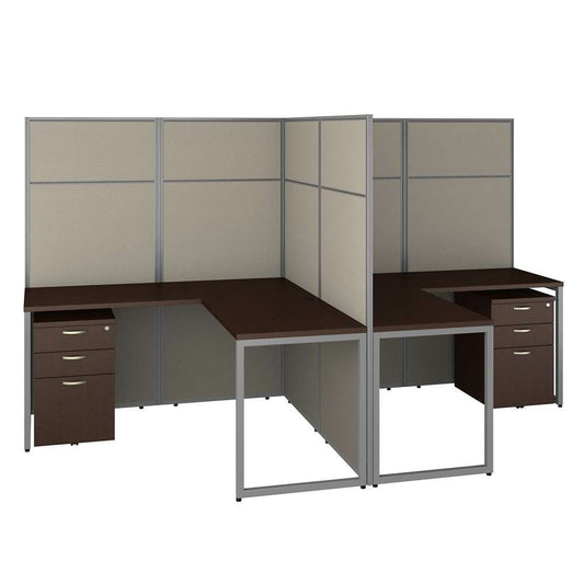 Bush Furniture - Easy Office 60W 2 Person L Shaped Cubicle Desk with Drawers and 66H Panels in Mocha Cherry - EODH56SMR-03K veiw 1