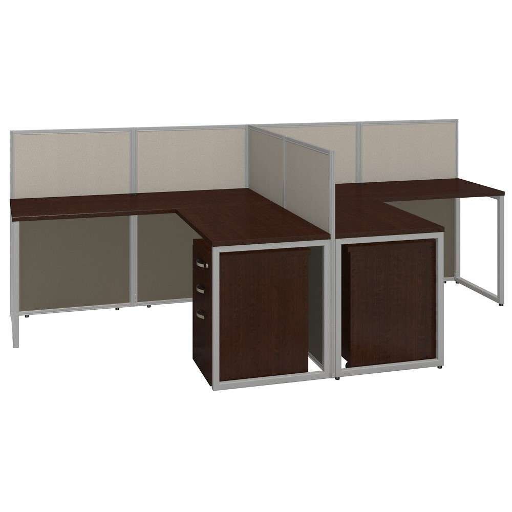 Bush Furniture - Easy Office 60W 2 Person L Shaped Cubicle Desk with Drawers and 45H Panels in Mocha Cherry - EOD560SMR-03K veiw 1