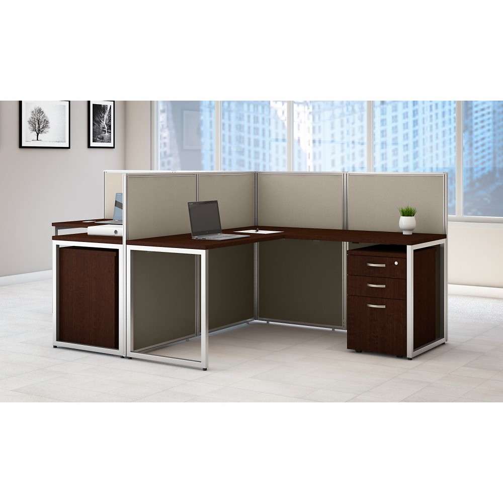 Bush Furniture - Easy Office 60W 2 Person L Shaped Cubicle Desk with Drawers and 45H Panels in Mocha Cherry - EOD560SMR-03K veiw 2