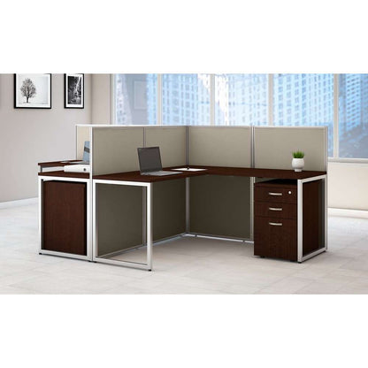 Bush Furniture - Easy Office 60W 2 Person L Shaped Cubicle Desk with Drawers and 45H Panels in Mocha Cherry - EOD560SMR-03K veiw 2