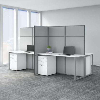 Bush Furniture - Easy Office 60W 4 Person Cubicle Desk with File Cabinets and 66H Panels in Pure White - EODH66SWH-03K veiw 2