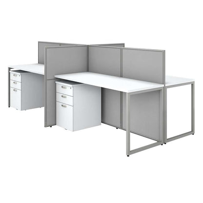 Bush Furniture - Easy Office 60W 4 Person Cubicle Desk with File Cabinets and 45H Panels in Pure White - EOD660SWH-03K veiw 1