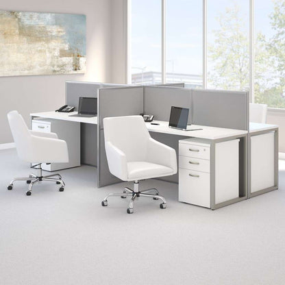 Bush Furniture - Easy Office 60W 4 Person Cubicle Desk with File Cabinets and 45H Panels in Pure White - EOD660SWH-03K veiw 3