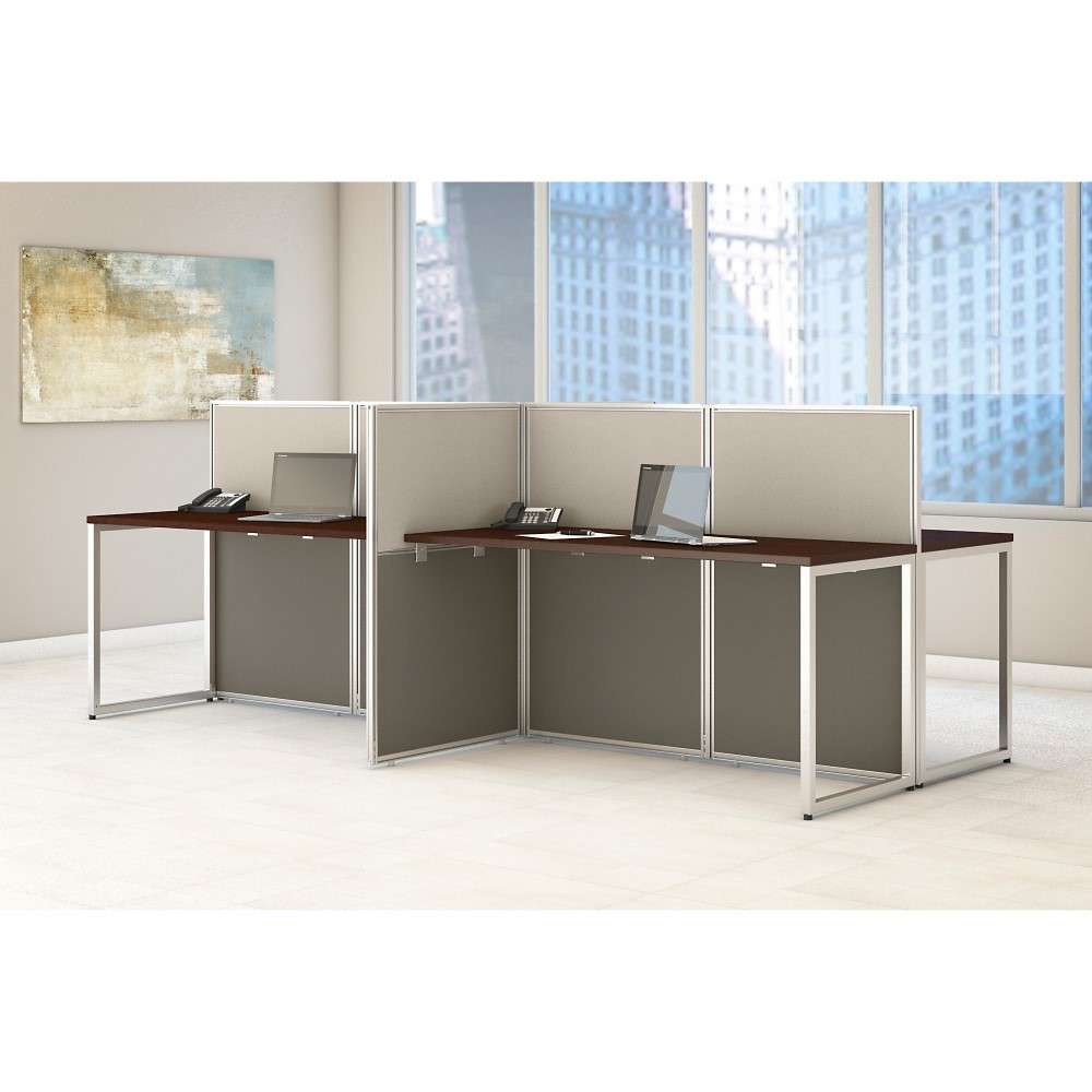 Bush Furniture - Easy Office 60W 4 Person Cubicle Desk Workstation with 45H Panels in Mocha Cherry - EOD660MR-03K veiw 2