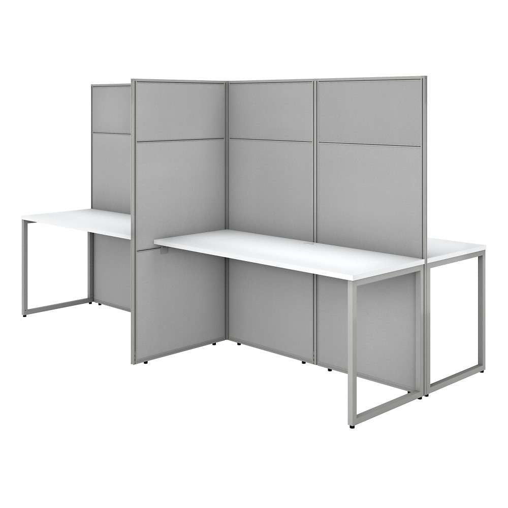 Bush Furniture - Easy Office 60W 4 Person Cubicle Desk Workstation with 66H Panels in Pure White - EODH660WH-03K veiw 1