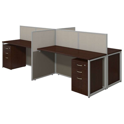 Bush Furniture - Easy Office 60W 4 Person Cubicle Desk with File Cabinets and 45H Panels in Mocha Cherry - EOD660SMR-03K veiw 1