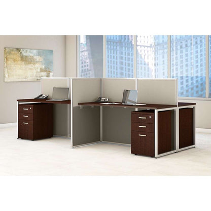Bush Furniture - Easy Office 60W 4 Person Cubicle Desk with File Cabinets and 45H Panels in Mocha Cherry - EOD660SMR-03K veiw 2