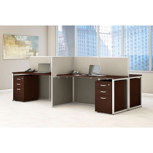 Bush Furniture - Easy Office 60W 4 Person Cubicle Desk with File Cabinets and 45H Panels in Mocha Cherry - EOD660SMR-03K veiw 2