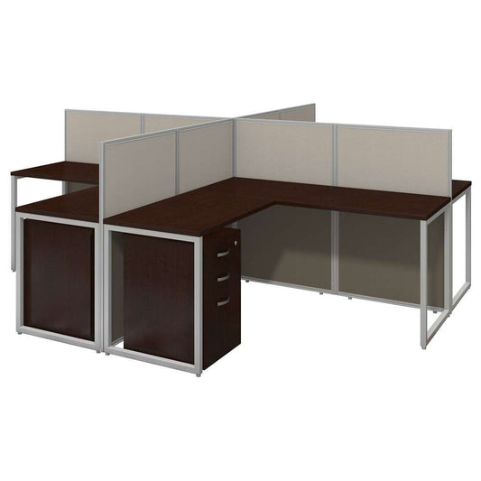 Bush Furniture - Easy Office 60W 4 Person L Shaped Cubicle Desk with Drawers and 45H Panels in Mocha Cherry - EOD760SMR-03K veiw 1