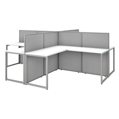 Bush Furniture - Easy Office 60W 4 Person L Shaped Cubicle Desk Workstation with 45H Panels in Pure White - EOD760WH-03K veiw 1