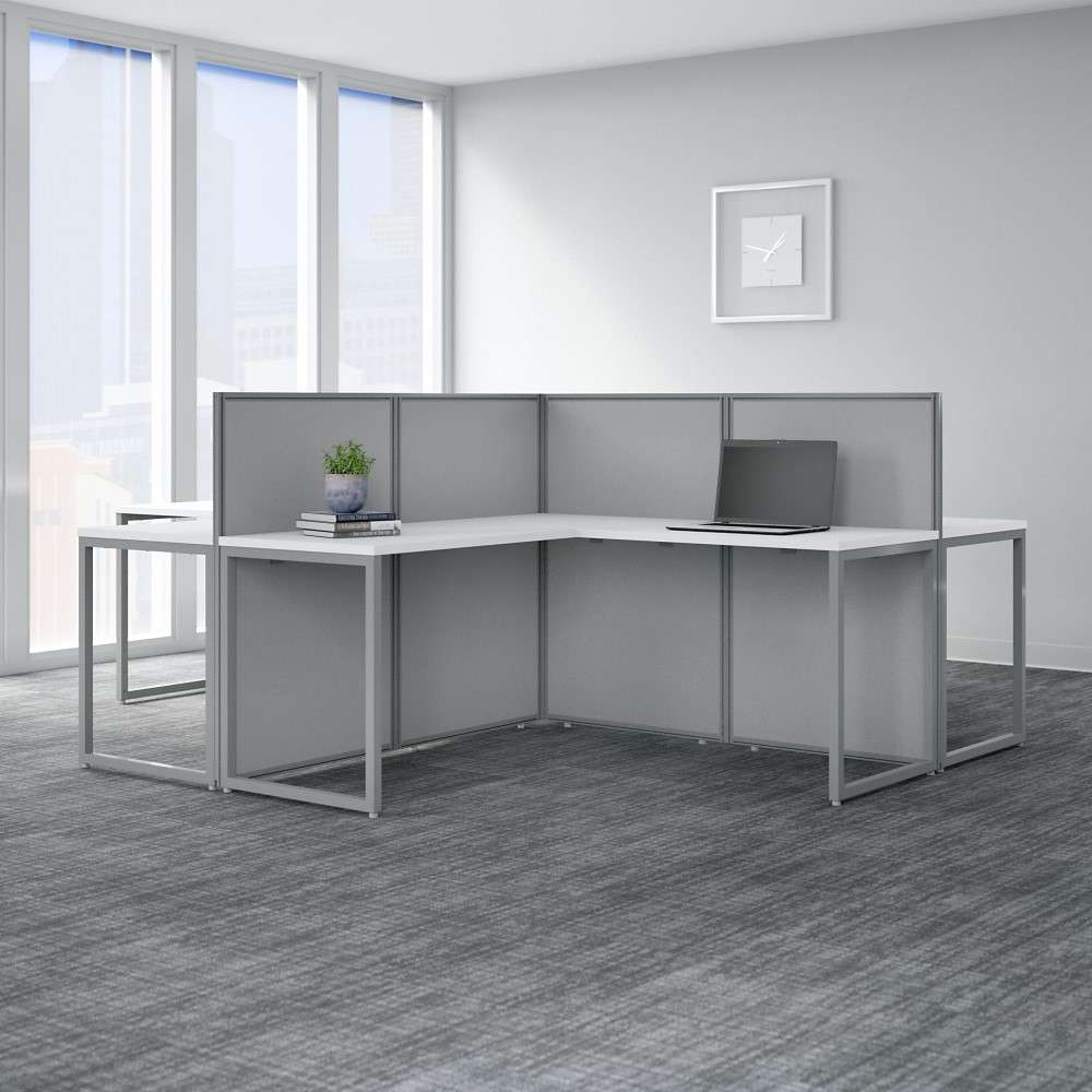 Bush Furniture - Easy Office 60W 4 Person L Shaped Cubicle Desk Workstation with 45H Panels in Pure White - EOD760WH-03K veiw 2