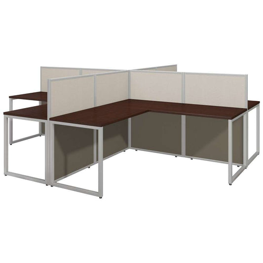 Bush Furniture - Easy Office 60W 4 Person L Shaped Cubicle Desk Workstation with 45H Panels in Mocha Cherry - EOD760MR-03K veiw 1